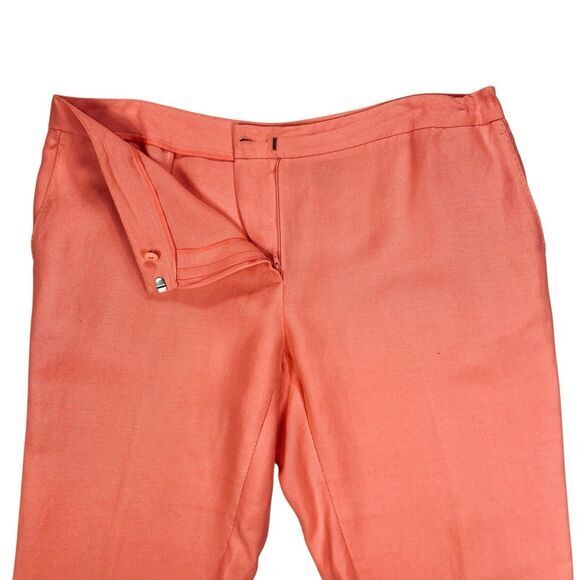 Dana Buchman Crop Pants Womens 16 Orange Linen Blend Lagen Look Classic Casual - Picture 3 of 14